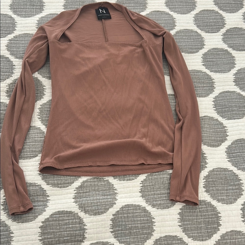 Naked Wardrobe Pink Fitted Long Sleeve Blouse